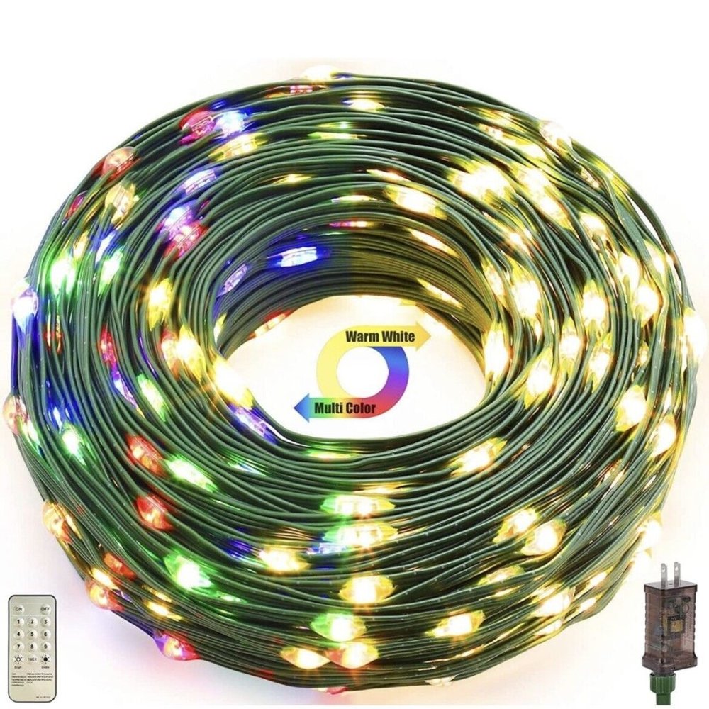 DEVPLY Christmas String Lights Outdoor Indoor 1000 LED with 8 Modes & Timer